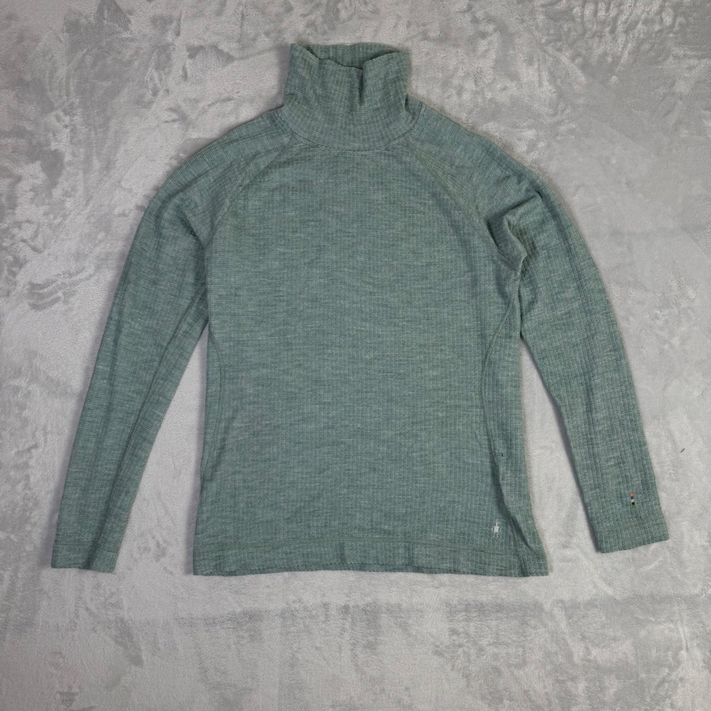 Smartwool Intraknit Base Layer Women XL Green Turtleneck Merino Wool Top